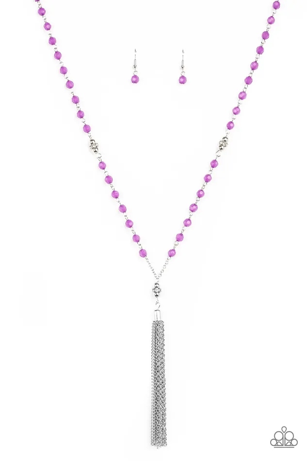 Paparazzi Accessories Earrings Tassel Takeover Purple