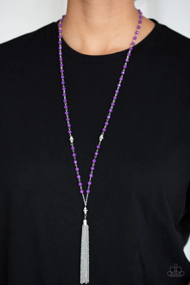 Paparazzi Accessories Earrings Tassel Takeover Purple