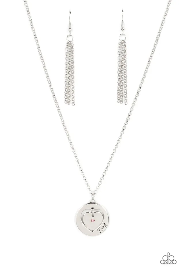 Paparazzi Accessories Necklaces Heart Full of Faith Pink