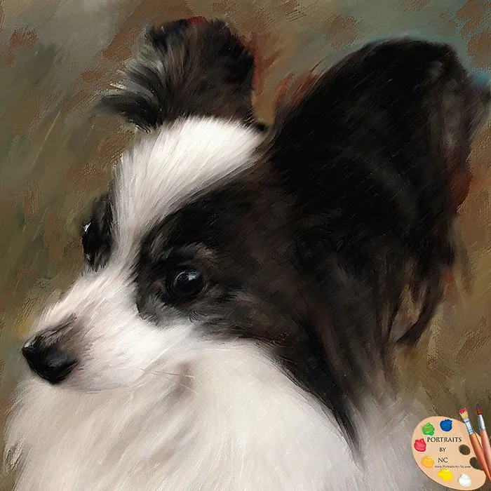 Papillion Dog Digital Portrait Portraits by NC Earrings