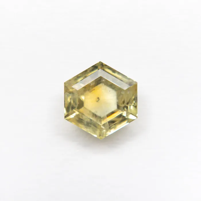 Parti GreenYellow Double Cut Sapphire 151ct Hexagon Misfit Gems Rings