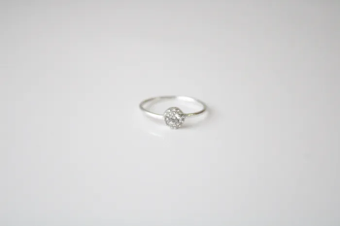 Pave Crystal Sterling Silver Clear Stone Minimal Ring Size 6 Jubilee Thrift Rings
