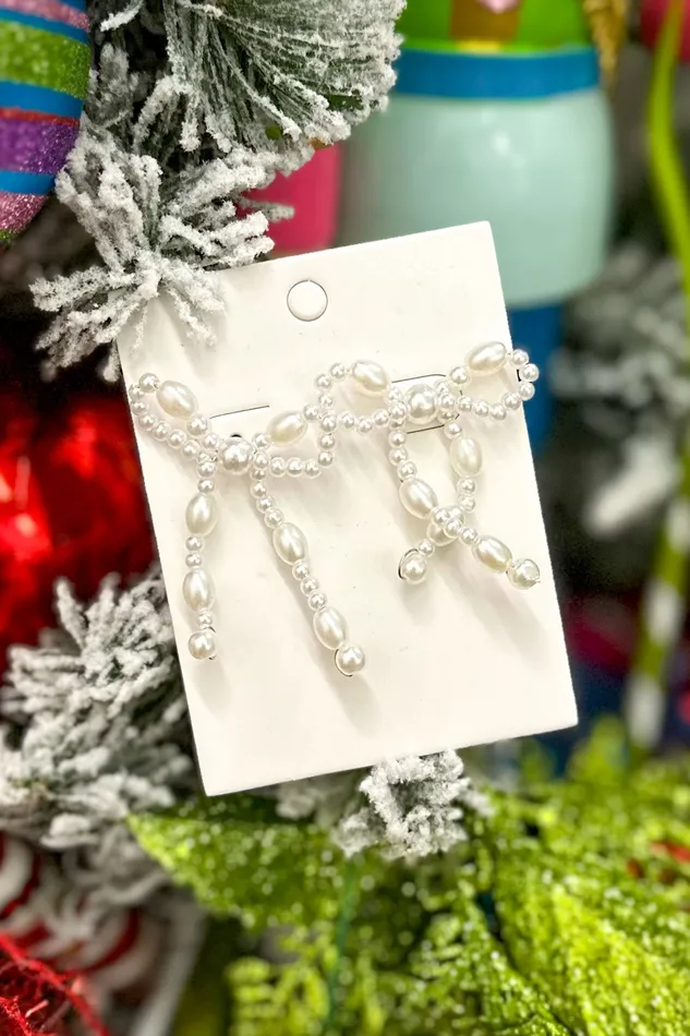 Pearl Beaded Bow Drop Earrings Judson Earrings