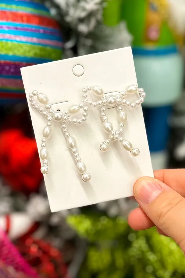 Pearl Beaded Bow Drop Earrings Judson Earrings