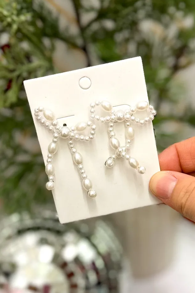 Pearl Beaded Bow Drop Earrings Judson Earrings
