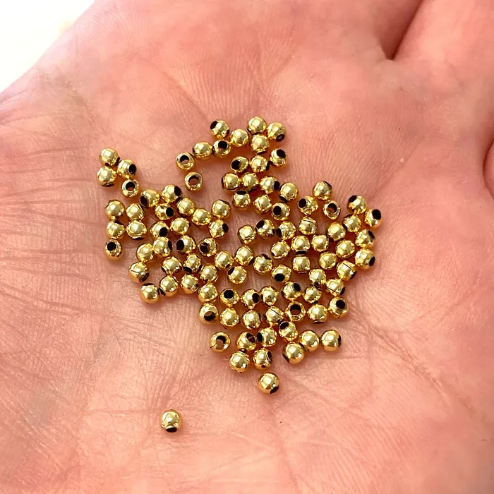 Peppy Beads 24Kt Shiny Gold Plated 2mm Spacer Balls 100 pieces in a pack Earrings Peppy Beads 24Kt Shiny Gold Plated 2mm Spacer Balls 100 pieces in a pack Earrings