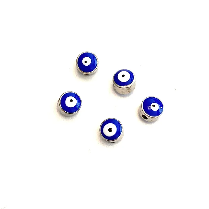 Peppy Beads 7mm Silver Plated Evil Eye Beads 7mm Silver Plated Evil Eye Spacers 5 Pcs in a Pack Necklaces Peppy Beads 7mm Silver Plated Evil Eye Beads 7mm Silver Plated Evil Eye Spacers 5 Pcs in a Pack Necklaces