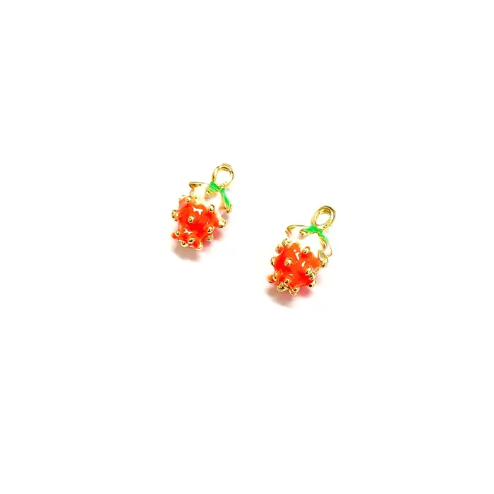 Peppy Beads Charm Necklaces 24Kt Gold Plated Neon Orangeberry Charm