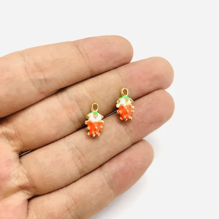Peppy Beads Charm Necklaces 24Kt Gold Plated Neon Orangeberry Charm Peppy Beads Charm Necklaces 24Kt Gold Plated Neon Orangeberry Charm