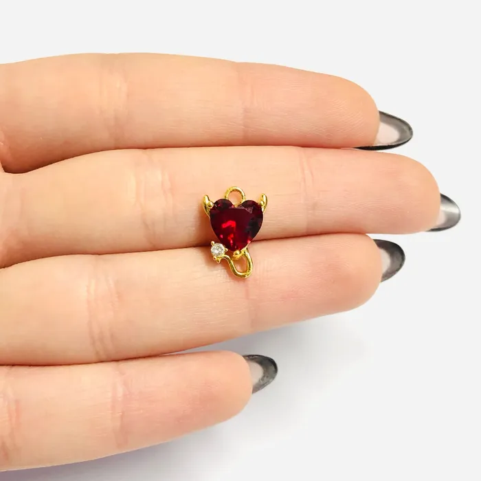 Peppy Beads Charm Necklaces Devil Heart 24Kt Gold Plated Swarovski Heart Charm