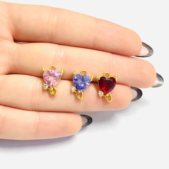 Peppy Beads Charm Necklaces Devil Heart 24Kt Gold Plated Swarovski Heart Charm Peppy Beads Charm Necklaces Devil Heart 24Kt Gold Plated Swarovski Heart Charm