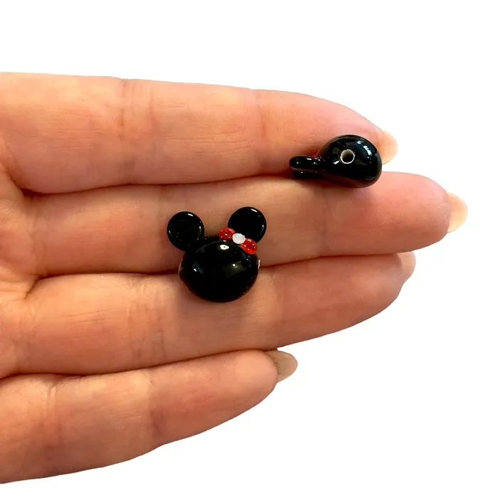 Peppy Beads Charm Necklaces Hand Made Murano Glass Minnie Mouse Charm