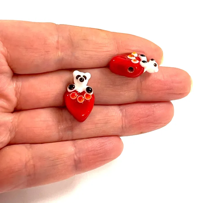 Peppy Beads Charm Necklaces Hand Made Murano Glass Valentines Day Heart Charm Peppy Beads Charm Necklaces Hand Made Murano Glass Valentines Day Heart Charm