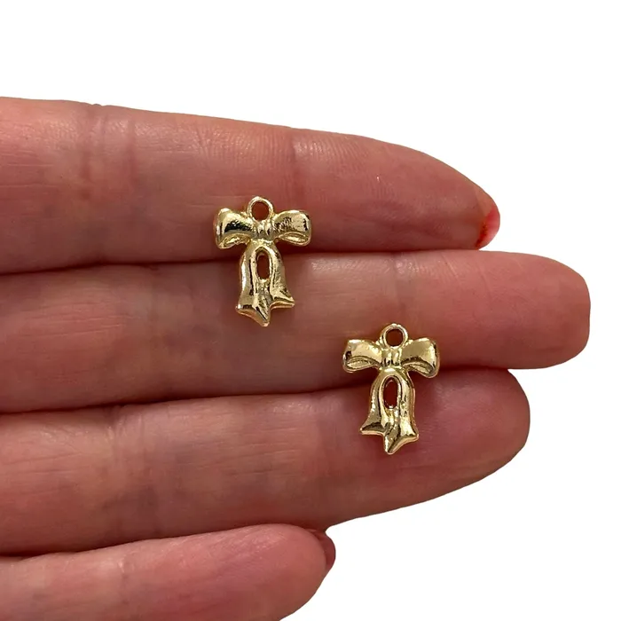 Peppy Beads Earrings 24Kt Gold Plated Bow Charms 2 pcs in a pack