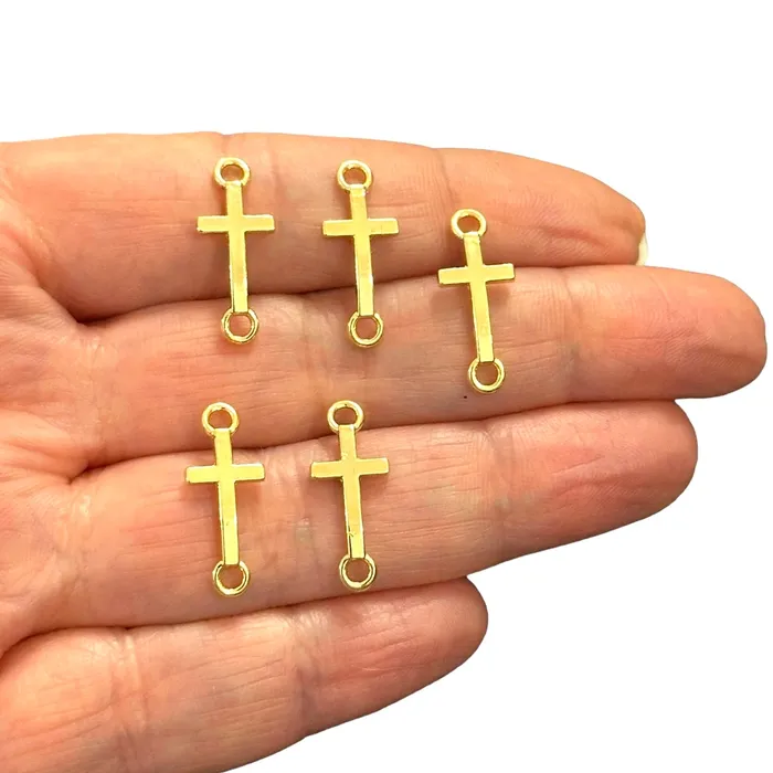 Peppy Beads Earrings 24Kt Gold Plated Cross Connector Charms 5 pcs in a pack