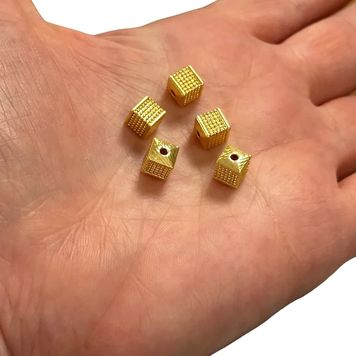 Peppy Beads Earrings 24Kt Gold Plated Cube Spacers Gold Cube Spacers 5 pcs in a pack Peppy Beads Earrings 24Kt Gold Plated Cube Spacers Gold Cube Spacers 5 pcs in a pack