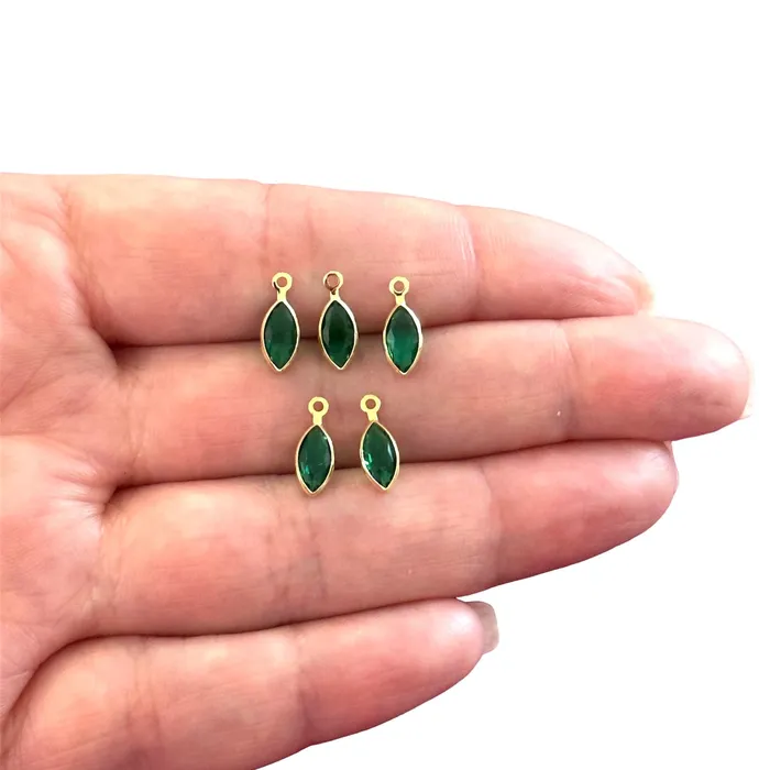 Peppy Beads Earrings 24Kt Gold Plated Emerald Cubic Zirconia Drop Charms 5 pcs in a pack Peppy Beads Earrings 24Kt Gold Plated Emerald Cubic Zirconia Drop Charms 5 pcs in a pack