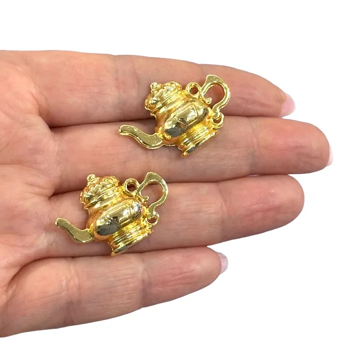 Peppy Beads Earrings 24Kt Gold Plated Tea Pot Charms Gold Tea Time Collection Charms 2 pcs in a pack Peppy Beads Earrings 24Kt Gold Plated Tea Pot Charms Gold Tea Time Collection Charms 2 pcs in a pack