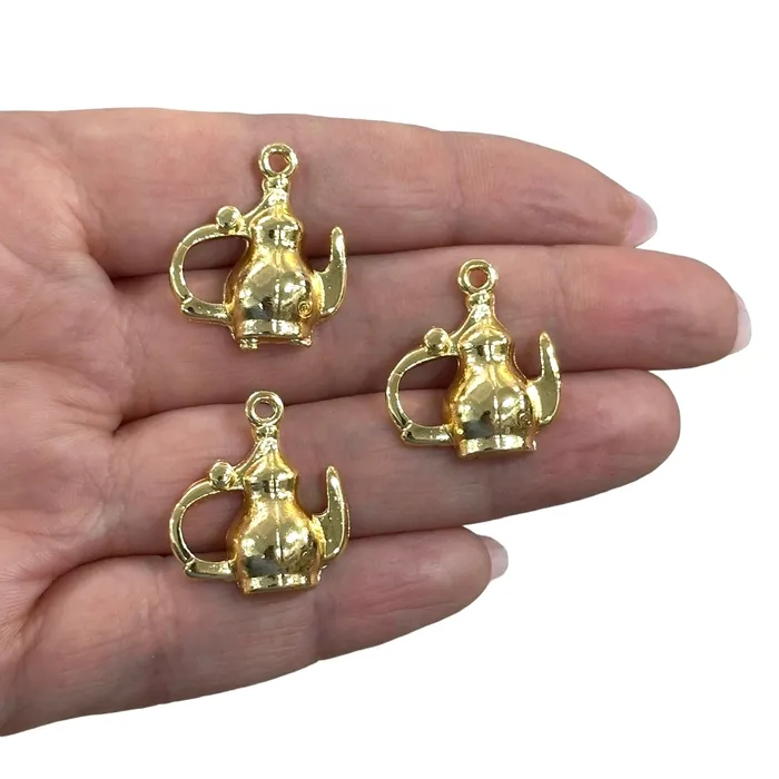 Peppy Beads Earrings 24Kt Gold Plated Tea Pot Charms Gold Tea Time Collection Charms 3 pcs in a pack Peppy Beads Earrings 24Kt Gold Plated Tea Pot Charms Gold Tea Time Collection Charms 3 pcs in a pack