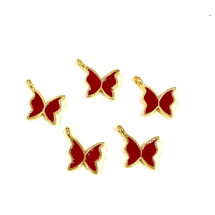 Peppy Beads Earrings 24Kt Gold Plated Tiny Butterfly Enamelled Charms 5 pcs in a Pack Peppy Beads Earrings 24Kt Gold Plated Tiny Butterfly Enamelled Charms 5 pcs in a Pack