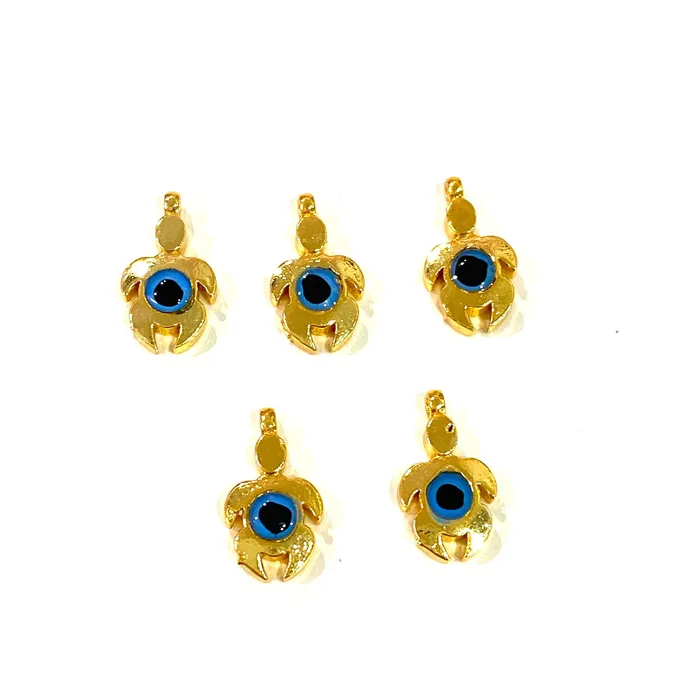Peppy Beads Earrings 24Kt Shiny Gold Plated Turtle Evil Eye Charms 5 Pcs in a Pack Peppy Beads Earrings 24Kt Shiny Gold Plated Turtle Evil Eye Charms 5 Pcs in a Pack