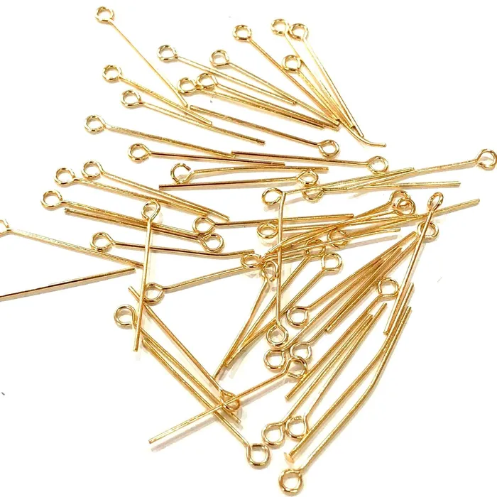 Peppy Beads Earrings 30mm 22Kt Gold Plated Brass Eyepins 08mm by 30mm 30mm Brass EyePins Peppy Beads Earrings 30mm 22Kt Gold Plated Brass Eyepins 08mm by 30mm 30mm Brass EyePins