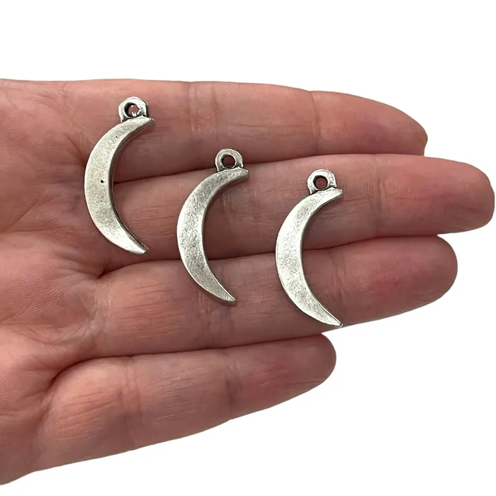 Peppy Beads Earrings Antique Silver Plated Crescent Charms Silver Plated Crescent Charms 3 pieces in a pack Peppy Beads Earrings Antique Silver Plated Crescent Charms Silver Plated Crescent Charms 3 pieces in a pack