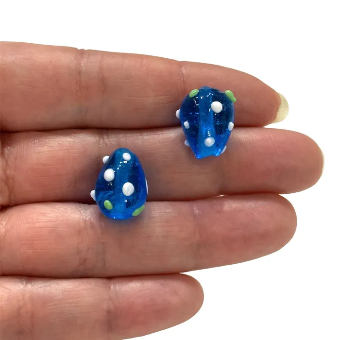 Peppy Beads Earrings Hand Made Tp Blue Glass Vertical Hole FruitVine Beads 2 Pcs in a pack Peppy Beads Earrings Hand Made Tp Blue Glass Vertical Hole FruitVine Beads 2 Pcs in a pack