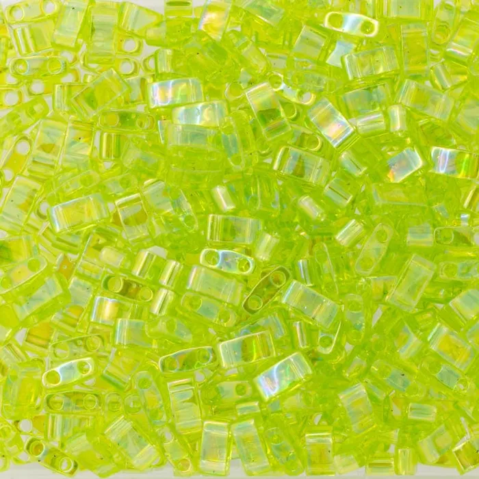 Peppy Beads Earrings Miyuki Half Tila Beads HTL0258 Transparent Chartreuse AB