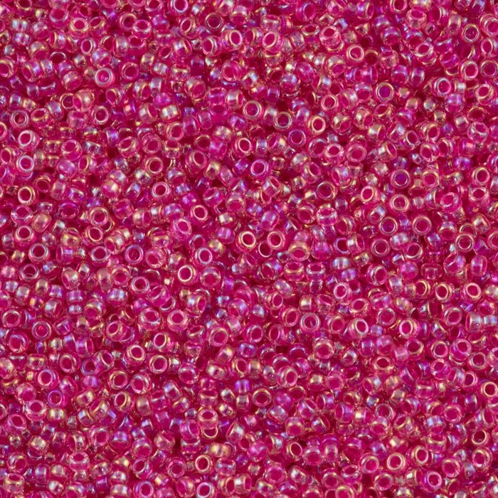 Peppy Beads Earrings Miyuki Seed Beads 110 Hot Pink Lined Crystal AB 0355NEW