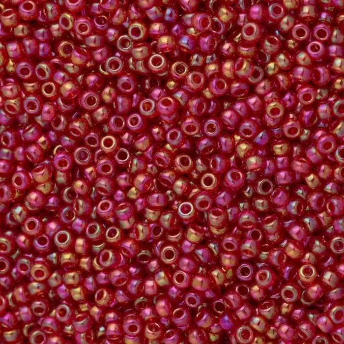 Peppy Beads Earrings Miyuki Seed Beads 80 Transparent Red AB 0254