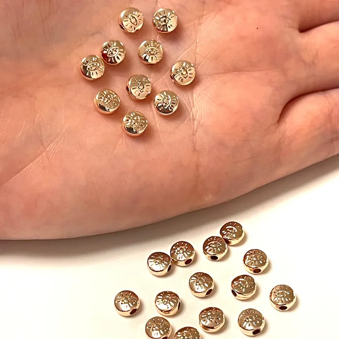 Peppy Beads Earrings Rose Gold Plated 6mm Spacer Flat Balls With Eye 6mm Rose Gold Spacer Flat Balls 10 pcs in a pack Peppy Beads Earrings Rose Gold Plated 6mm Spacer Flat Balls With Eye 6mm Rose Gold Spacer Flat Balls 10 pcs in a pack