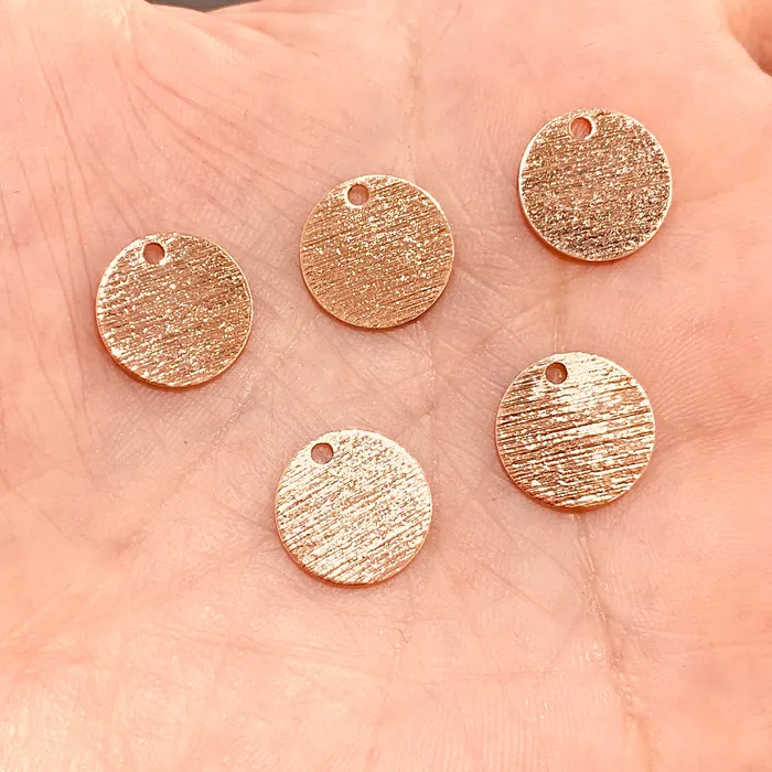 Peppy Beads Earrings Rose Gold Plated Brass 12mm Round Charms 10 Pcs in a Pack