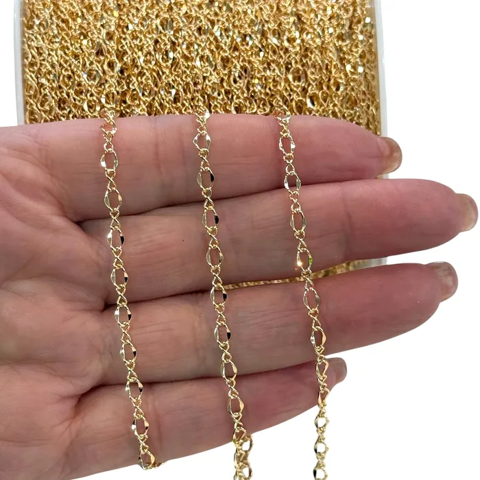 Peppy Beads Necklaces 24K GoldPlated Faceted Oval Link Chain 3x5mm