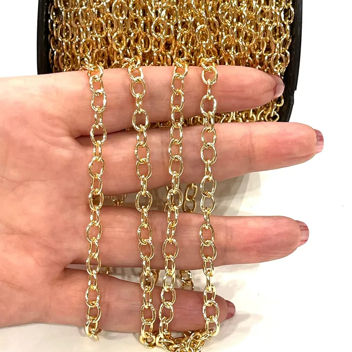 Peppy Beads Necklaces 24Kt Gold Plated Rolo Chain 7x5mm Open Link Rolo Chains Gold Curb Chain Necklace Extender Chain Peppy Beads Necklaces 24Kt Gold Plated Rolo Chain 7x5mm Open Link Rolo Chains Gold Curb Chain Necklace Extender Chain