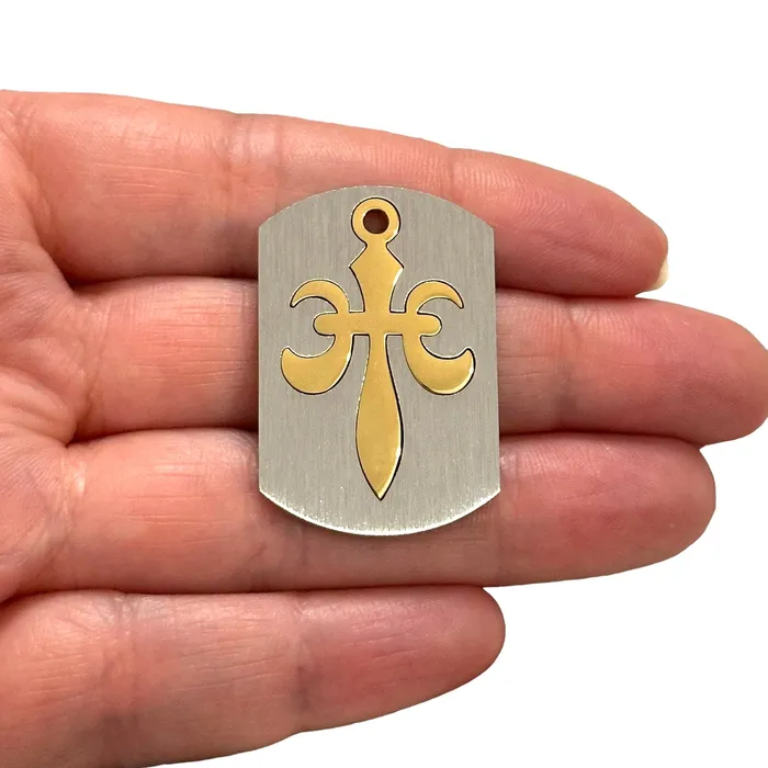 Peppy Beads Necklaces 24Kt Gold Plated Stainless Steel Fleurdelis Cross Pendant Peppy Beads Necklaces 24Kt Gold Plated Stainless Steel Fleurdelis Cross Pendant