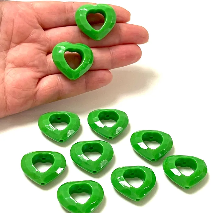 Peppy Beads Necklaces Green Acrylic Heart Charms Acrylic Heart Beads 10 Pcs in a pack Peppy Beads Necklaces Green Acrylic Heart Charms Acrylic Heart Beads 10 Pcs in a pack