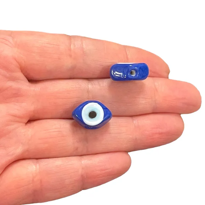 Peppy Beads Necklaces Hand Made Murano Glass Dark Blue Evil Eye Charm