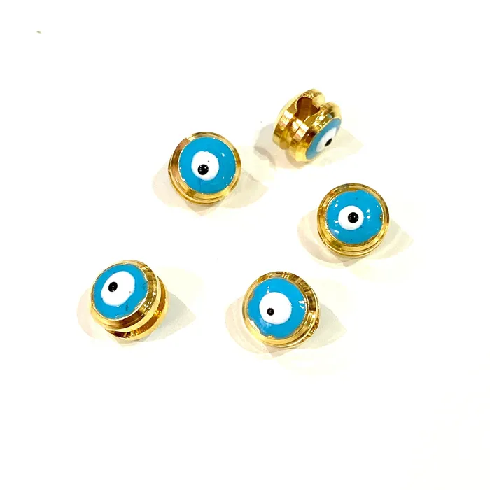 Peppy Beads Necklaces NEW 7mm 24K Gold Plated Evil Eye Beads 7mm 24K Gold Plated Evil Eye Spacers 5 Pcs in a Pack Peppy Beads Necklaces NEW 7mm 24K Gold Plated Evil Eye Beads 7mm 24K Gold Plated Evil Eye Spacers 5 Pcs in a Pack