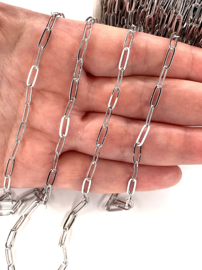 Peppy Beads Necklaces Rhodium Plated Brass Paperclip Chain 11x4 mm Rhodium Plated Chain Peppy Beads Necklaces Rhodium Plated Brass Paperclip Chain 11x4 mm Rhodium Plated Chain