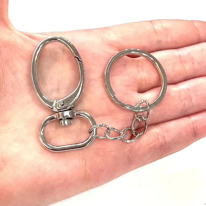 Peppy Beads Necklaces Rhodium Plated KeyringKeychains with Large Swivel Clasp