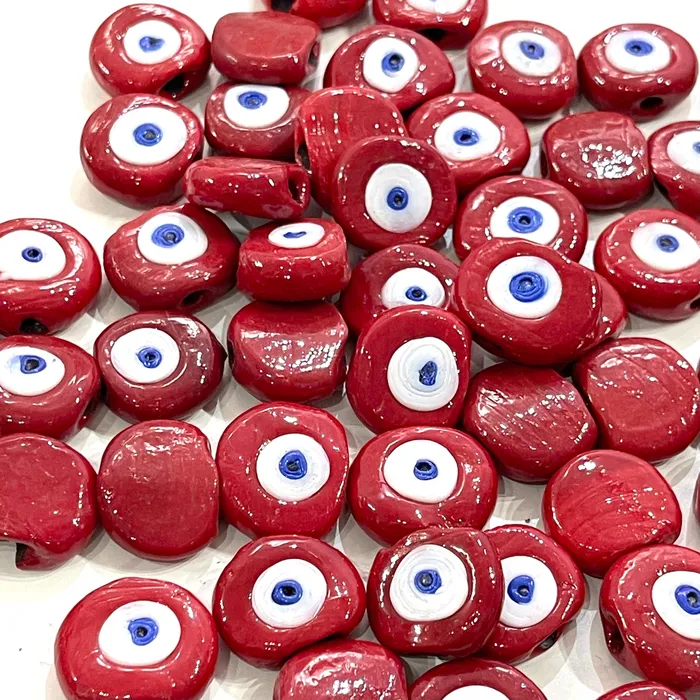 Peppy Beads Necklaces Traditional Turkish Artisan Handmade Glass Red Evil Eye Beads Large Hole Evil Eye Glass Beads 50 Beads per pack Peppy Beads Necklaces Traditional Turkish Artisan Handmade Glass Red Evil Eye Beads Large Hole Evil Eye Glass Beads 50 Beads per pack