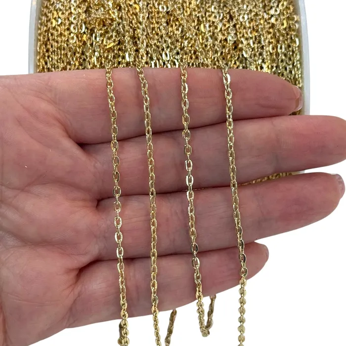 Peppy Beads Rings 24Kt Gold Plated Petite Cable Chain 2x3mm Open Links