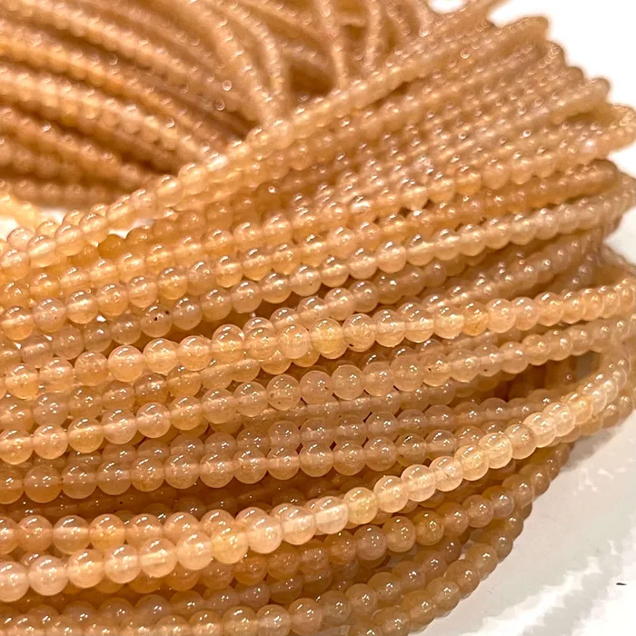 Peppy Beads Rings 3mm Peach Jade Smooth Round Gemstone Beads 127 Beads