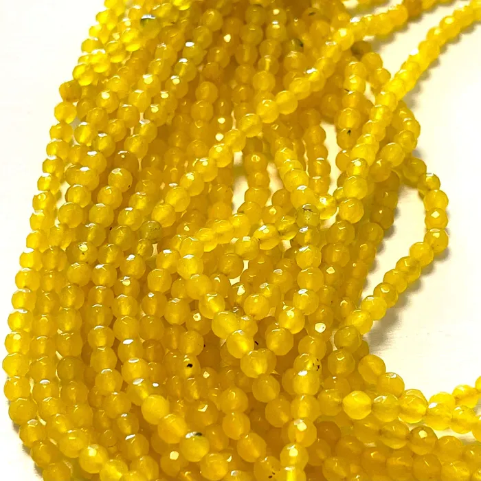Peppy Beads Rings 4mm Yellow Jade Faceted Round Gemstone Beads 93 Beads