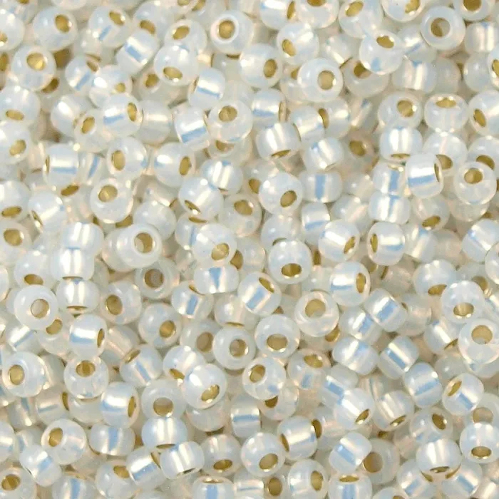 Peppy Beads Rings Miyuki Seed Beads 110 Gilt Lined White Opal 0551NEW