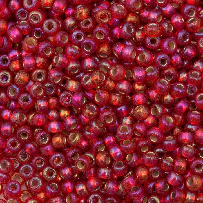 Peppy Beads Rings Miyuki Seed Beads 60 Silver Lined Flame Red AB 1010