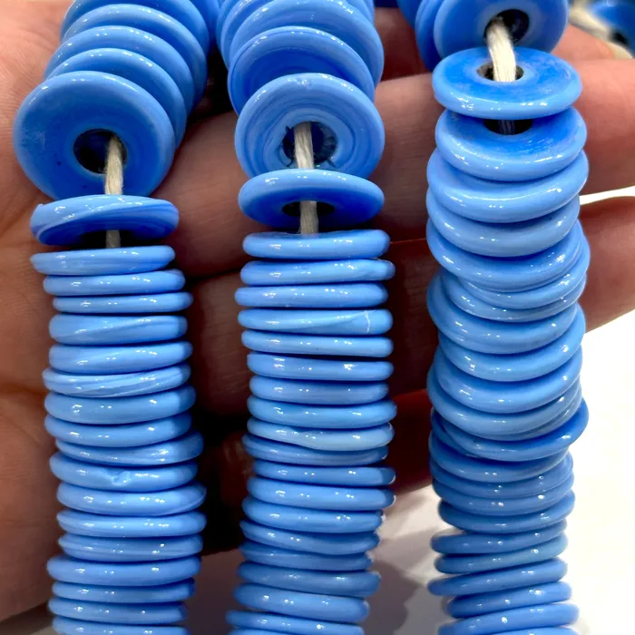 Peppy Beads Rings Turkish Artisan Hand Made Agate Blue Glass Large Ring Beads 50 Beads in a pack