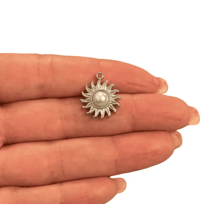 Peppy Beads Waterproof Stainless Steel Sunburst Pearl Charm Earrings