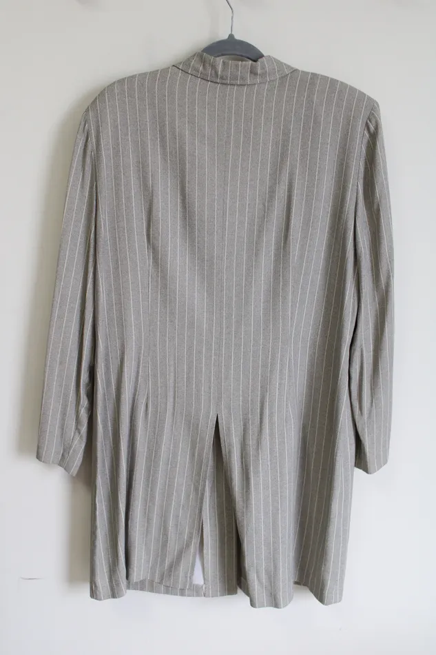 Perceptions Earrings Vintage Perceptions By Irene B Gray Tan Striped Long Blazer 18